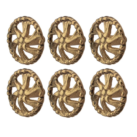 Renovators Supply Vintage Kitchen Cabinet Knobs Brass Swirled 1.5" Diameter Dresser Drawer Knobs Distinctive Cabinet Hardware Knobs and Pulls Pack of 6