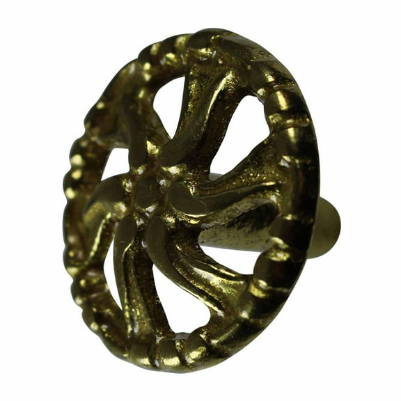 Renovators Supply Vintage Kitchen Cabinet Knobs Brass Swirled 1.5" Diameter Dresser Drawer Knobs Distinctive Cabinet Hardware Knobs and Pulls
