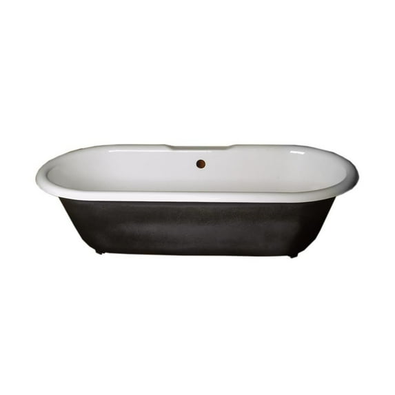 Renovators Supply White Clawfoot Bathtub Black Cast Iron Primed 67" L x 30" W Victorian Oval Bathroom Bath Tub