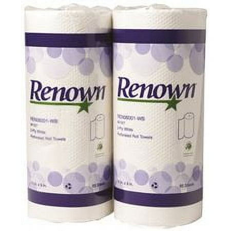 Renown Kitchen Paper Roll Towels, White, 2-Ply, 11 In. X 9 In., 30 Rolls Per Case