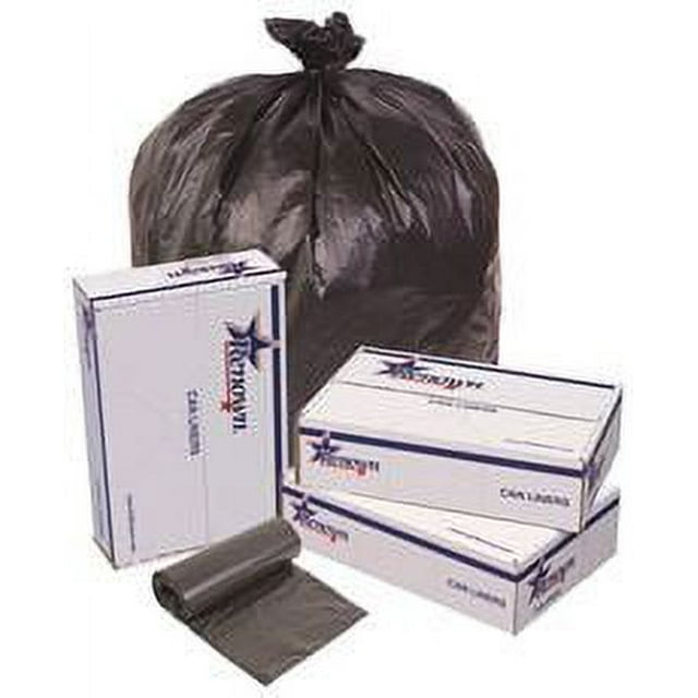 Renown Trash Can Liners, Black, 40X48, 22Mic, 25 Liners Per Roll, 6 ...