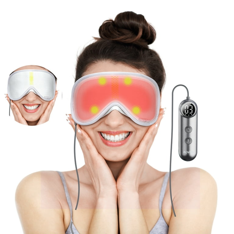 Renpho 3D Contoured Eye Mask with Heating & Vibration Electric Shiatsu  Massager for Dry Eye, Eye Strain, Eye Fatigue Relief & Better Sleep