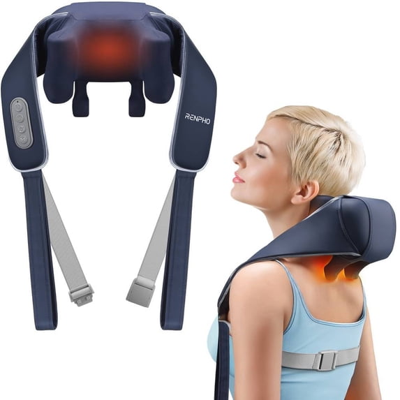 Renpho Neck and Shoulder Massager with Heat, 6D Deep Tissue Kneading Shiatsu Massager Pillow for Pain Relief, FSA HSA Eligible Products, Gift for Women Men,Cordless
