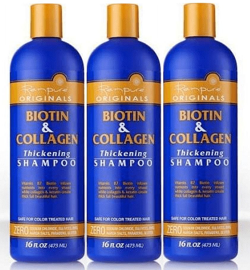 Renpure Biotin and Collagen Shampoo, 16 Ounce pack of 3