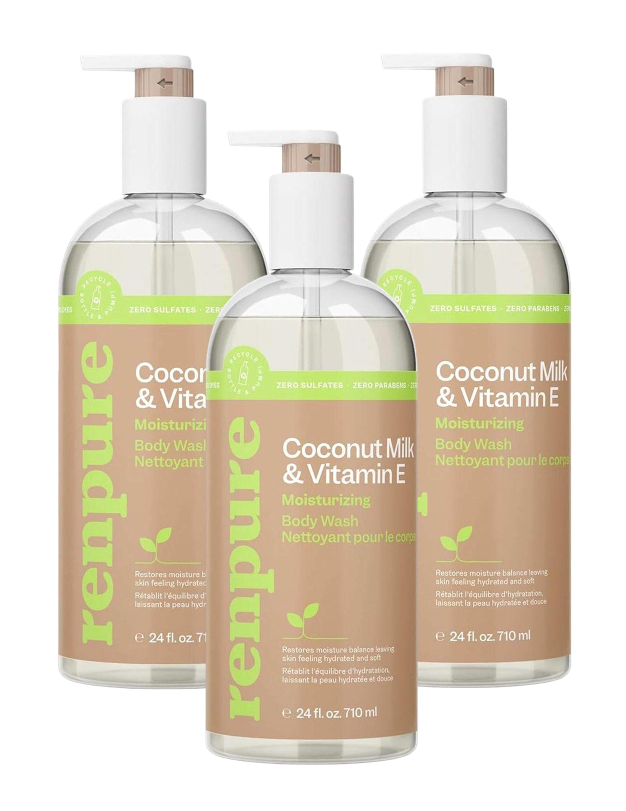 Renpure Body Wash Coconut Milk And Vitamin E Nourishing 24oz (Pack of 3)