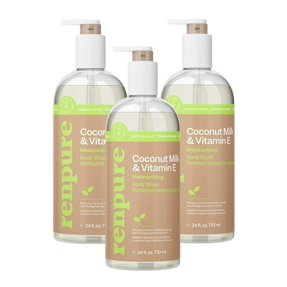 Renpure Body Wash Coconut Milk And Vitamin E Nourishing 24oz (Pack of 3)