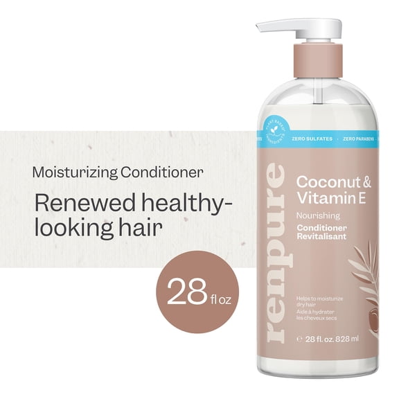 Renpure Coconut & Vitamin E Nourishing Conditioner, for All Hair Types, 28 fl oz