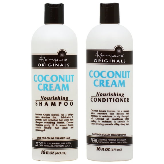 Renpure Originals Coconut Cream Nourishing Shampoo + Conditioner 16oz "Duo"