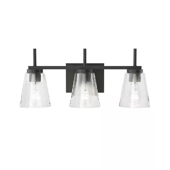 Renslow 21"W 3-Light Bath Vanity Light Fixture by Kichler Black Finish with Hammered Glass Shades