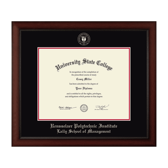 Framerly - RPI Management Diploma Frame with Black and Red Mat