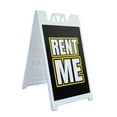 thumbnail image 1 of Rent Me 24" x 36" Double Sided A-Frame Sidewalk Sign Includes 2 Plastic Inserts | Foldable Portable White Signicade Sandwich Board | Equipment Rentals Clear Messaging Professional, 1 of 6