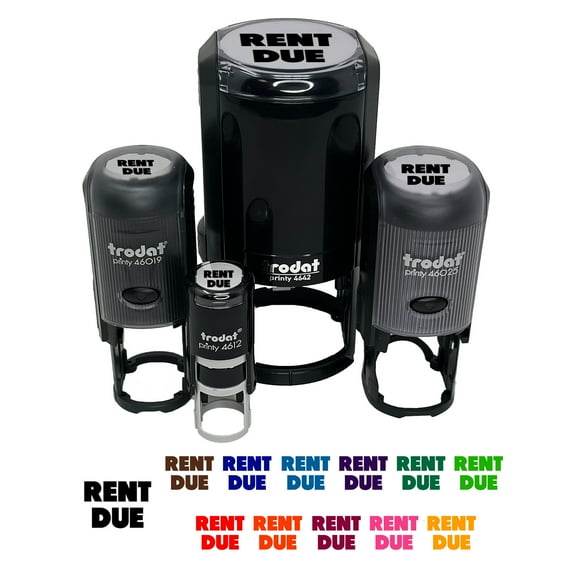 Rent Due Bold Text Bill Self-Inking Rubber Stamp Ink Stamper - Green Ink - Mini 1/2 Inch