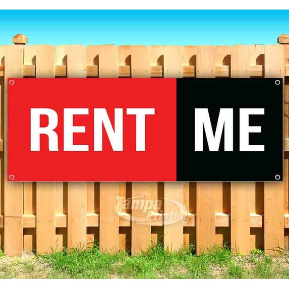 Rent Me Red And Black 13 oz Vinyl Banner With Metal Grommets