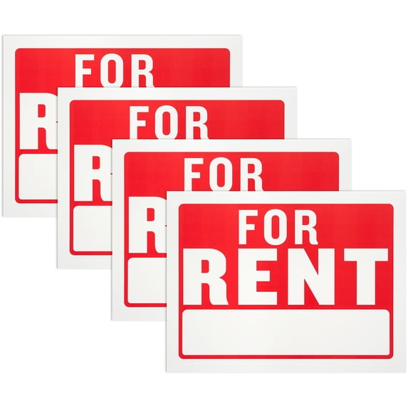 for Rent Sign - High Visibility and Color Contrast, Waterproof Heavy Duty Plastic, 9 x 12 Inches, Red and White Tags for Lawn, Door, Car, House, Boat (Pack of 8) - by Hespex