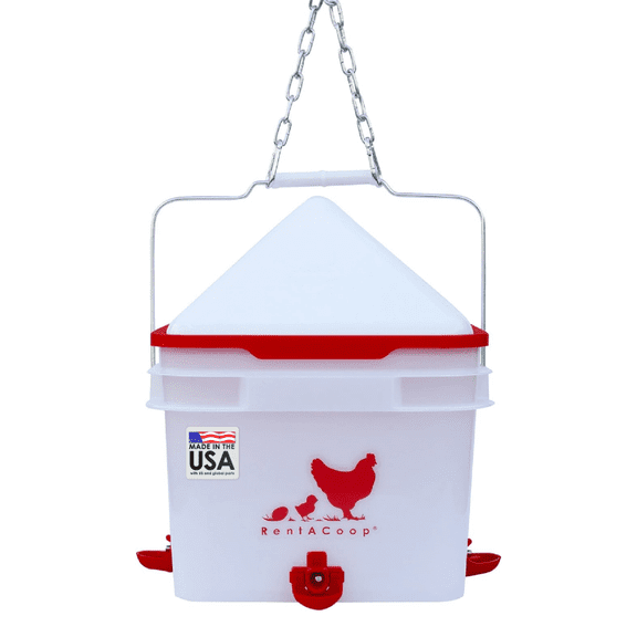 RentACoop 2 Gallon Chicken BPA-Free Plastic Bucket Waterer Set with 4 Horizontal Nipples - Center Placement - 2025 Version