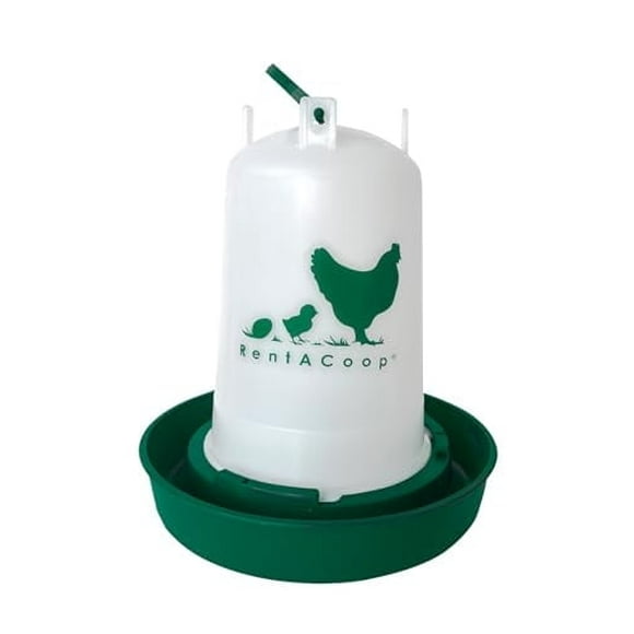 RentACoop 51oz(1.5L) Three Height Adjustable Green Chicken Waterer with Handle