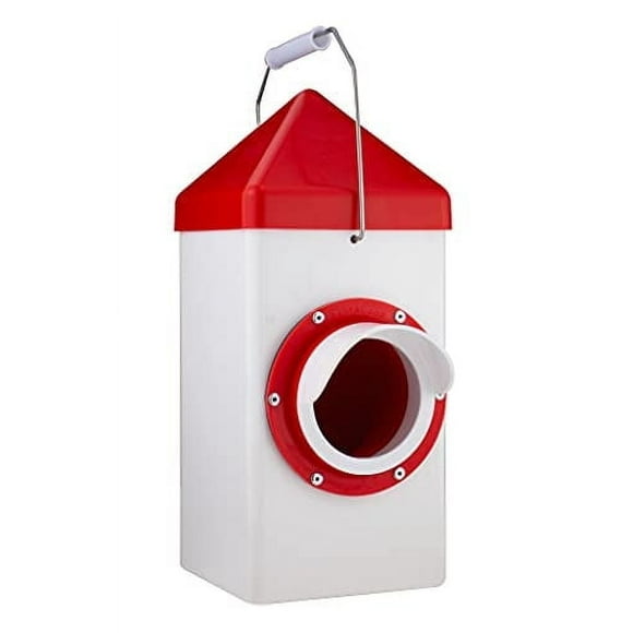 RentACoop 5lb BPA-Free Single-Port Chicken Feeder with Anti-Roost Lid, Rain Hood, and Mounting Kit for Chickens and Poultry
