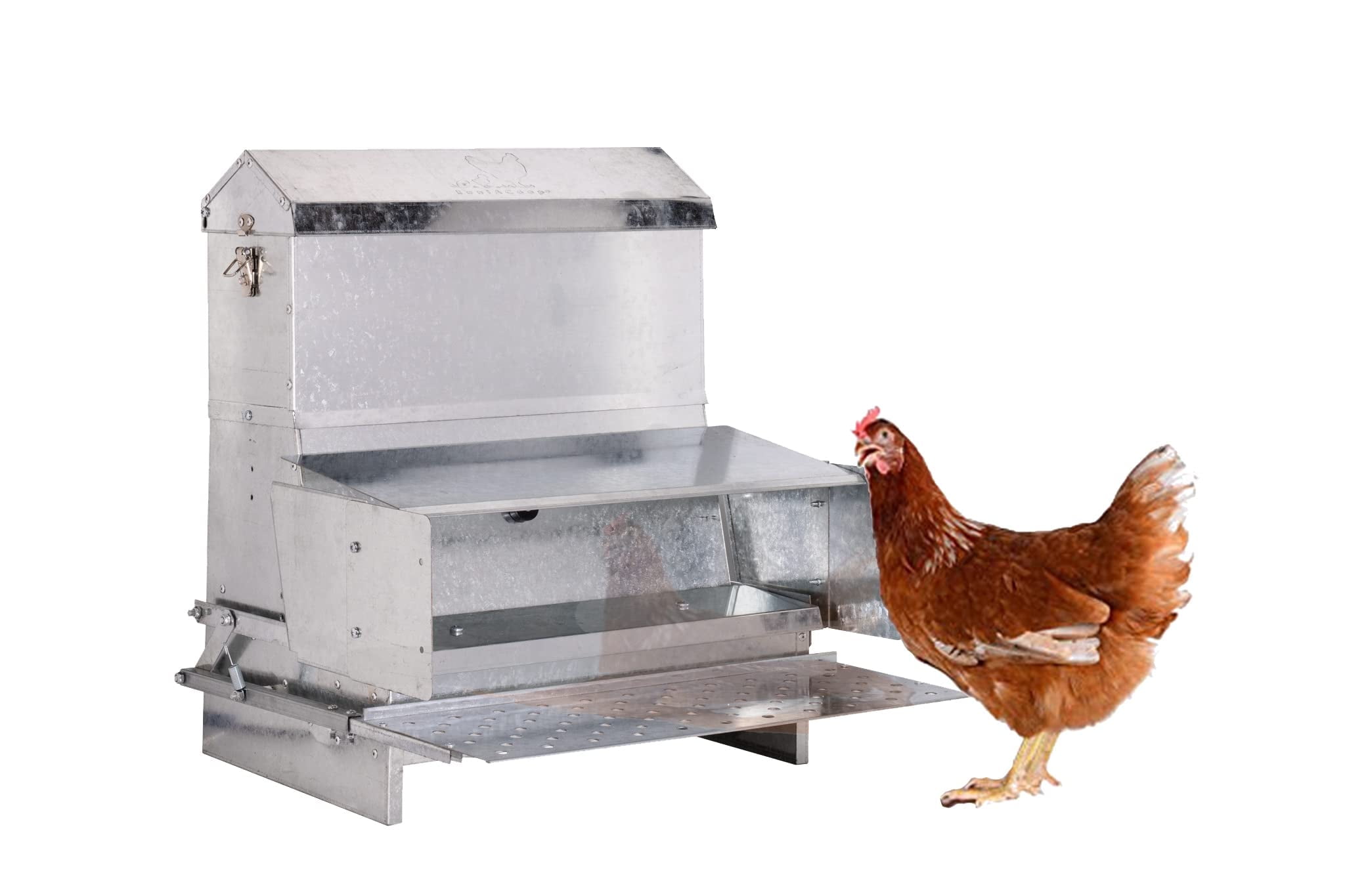 Galvanized Steel Weatherproof Poultry Treadle Feeder, 40lb Capacity