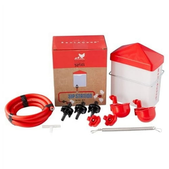 RentACoop DIY Sip Station Watering System with Tubing, Brass Nozzles, Metal Cups
