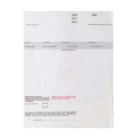 Rental Contract Paper, Assorted Color - 8.5- 11 in. - Pack of 4
