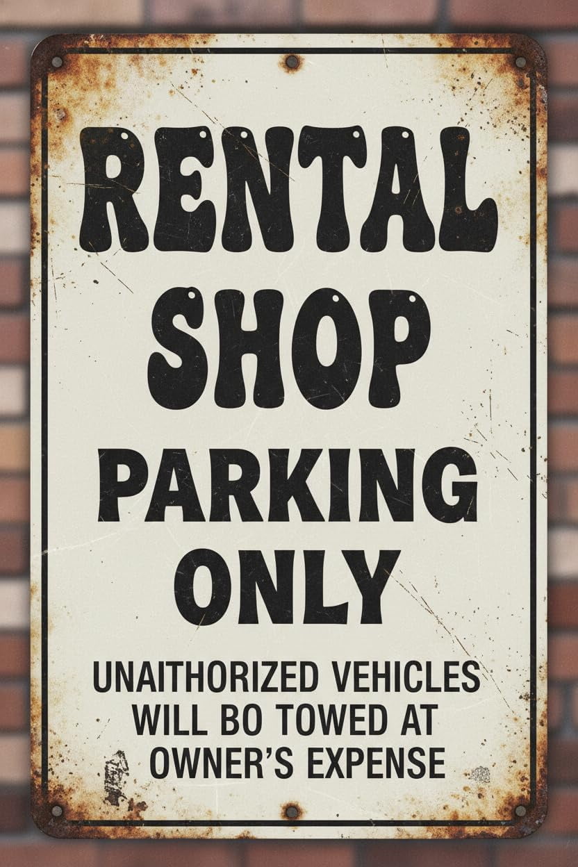 Parking Sign Rounded Rental Shop|Full Color Metal Single-sided Business Parking Sign|Fade ...