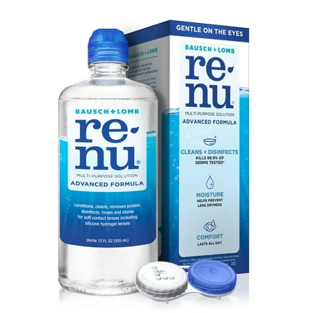 Renu Multipurpose Eye Contact Lens Solution and Cleaner with Lens Case for Soft Lenses, 12 fl oz