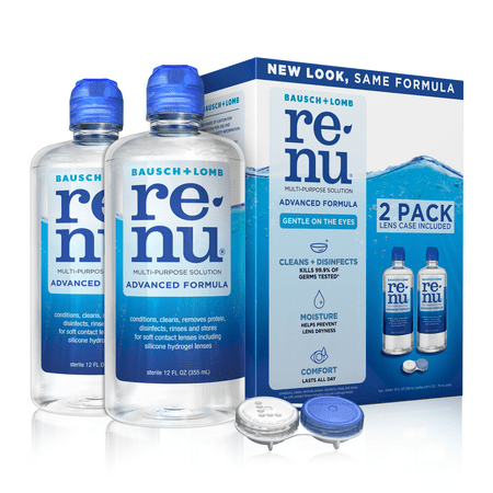 Renu Contact Lens Solution, Twin Pack, Two 12 fl. oz. Bottles with Lens Case