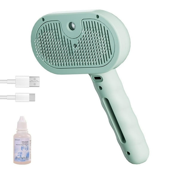Fresh Fur Shower Brush for Dogs Cats, 3 in 1 Self Cleaning Pet Steam Brush, Shedding & Grooming for Long Short Hair (Green)