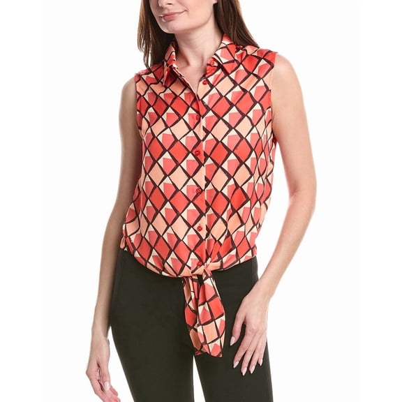 Renuar womens  Woven Button Front Blouse, XL, Pink