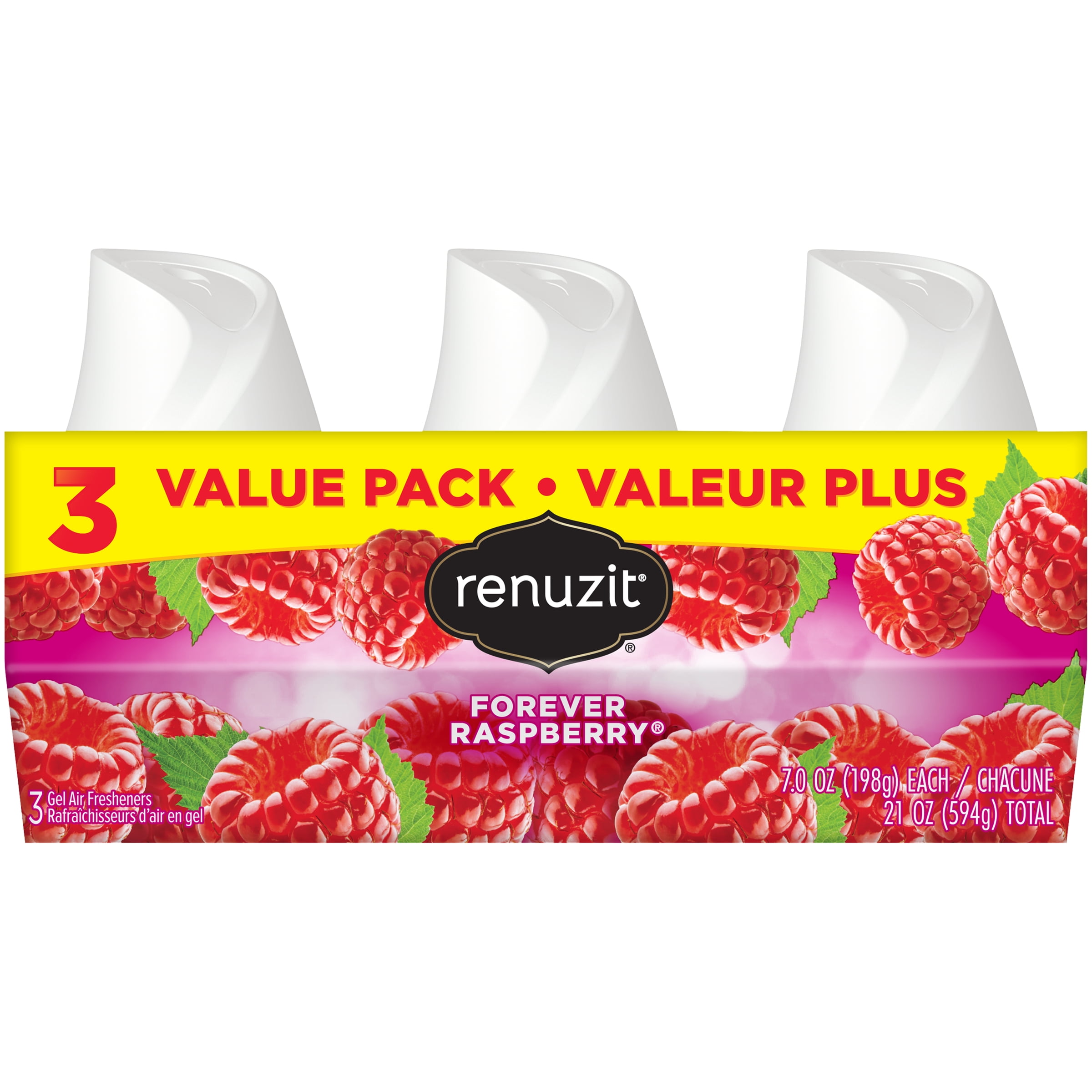 Renuzit Adjustable Solid Gel Air Freshener Cone, Forever Raspberry, Nonstop Freshness, 7 Ounces, 3 Cones