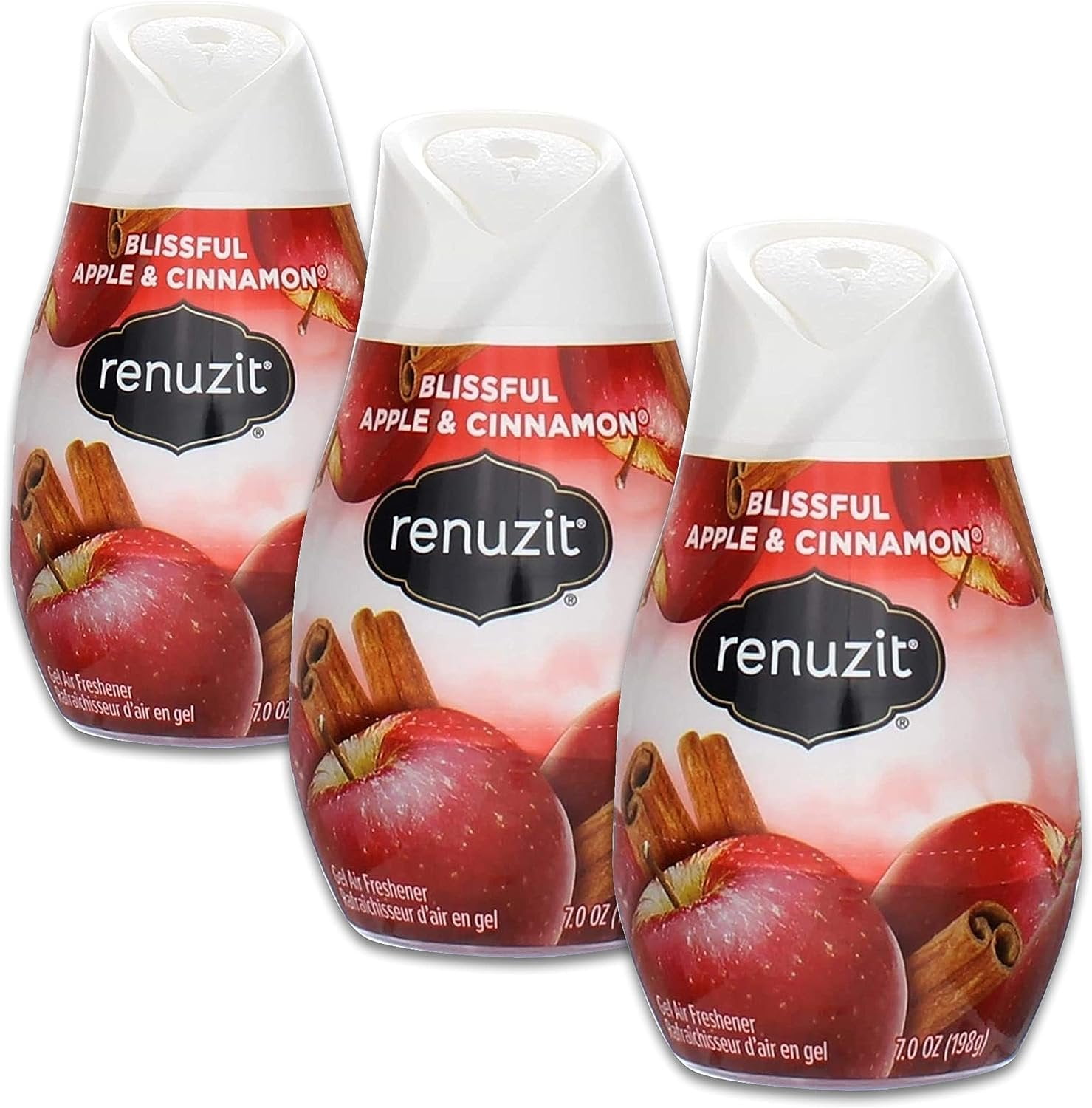 Renuzit Fresh Picked Collection Gel Air Freshener, Apple and Cinnamon 7 oz Pack of 3