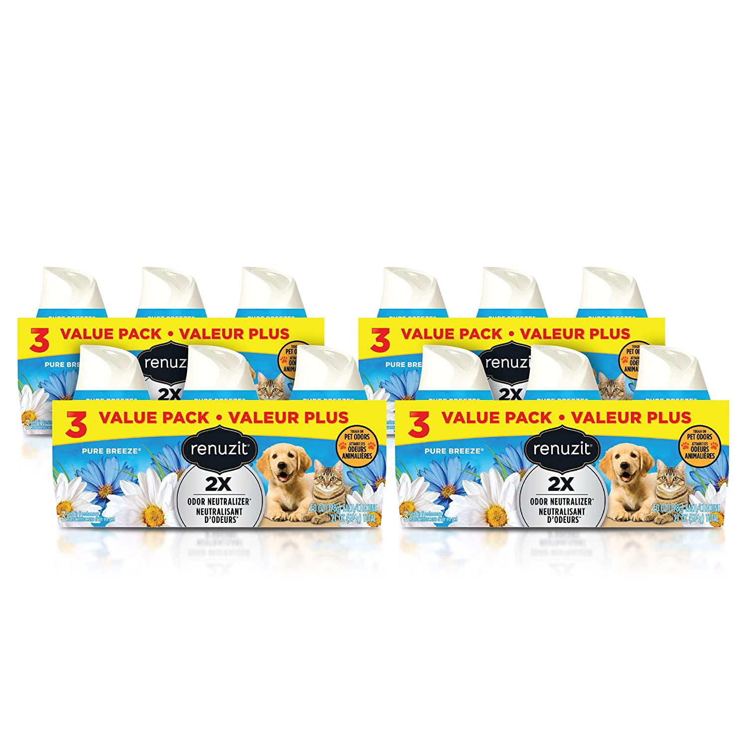 Renuzit Gel Air Freshener, Pure Breeze Pet, Tough on Pet Odors, 12Count