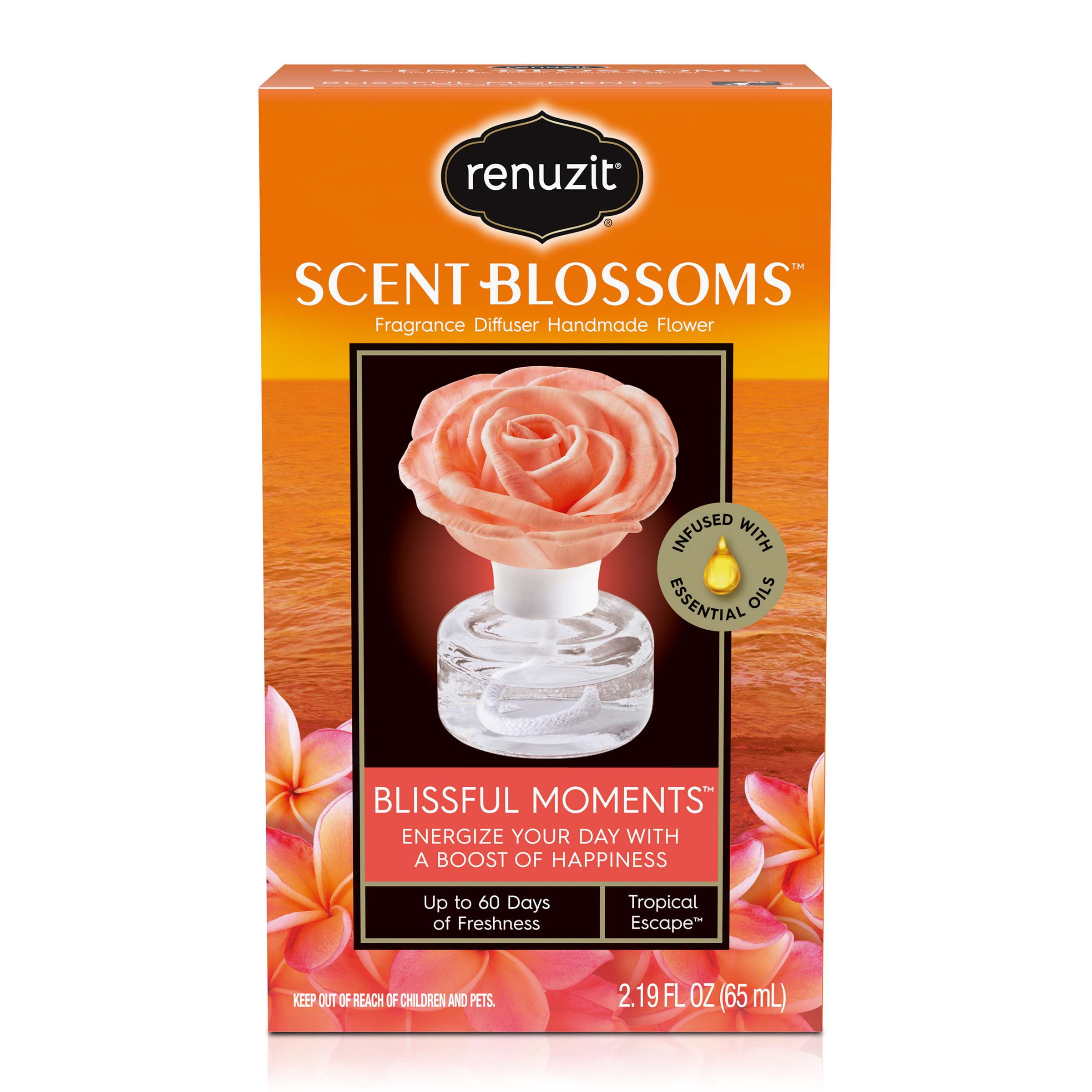Renuzit Scent Blossoms Fragrance Diffuser Handmade Flower, Blissful Moments, 1 Count