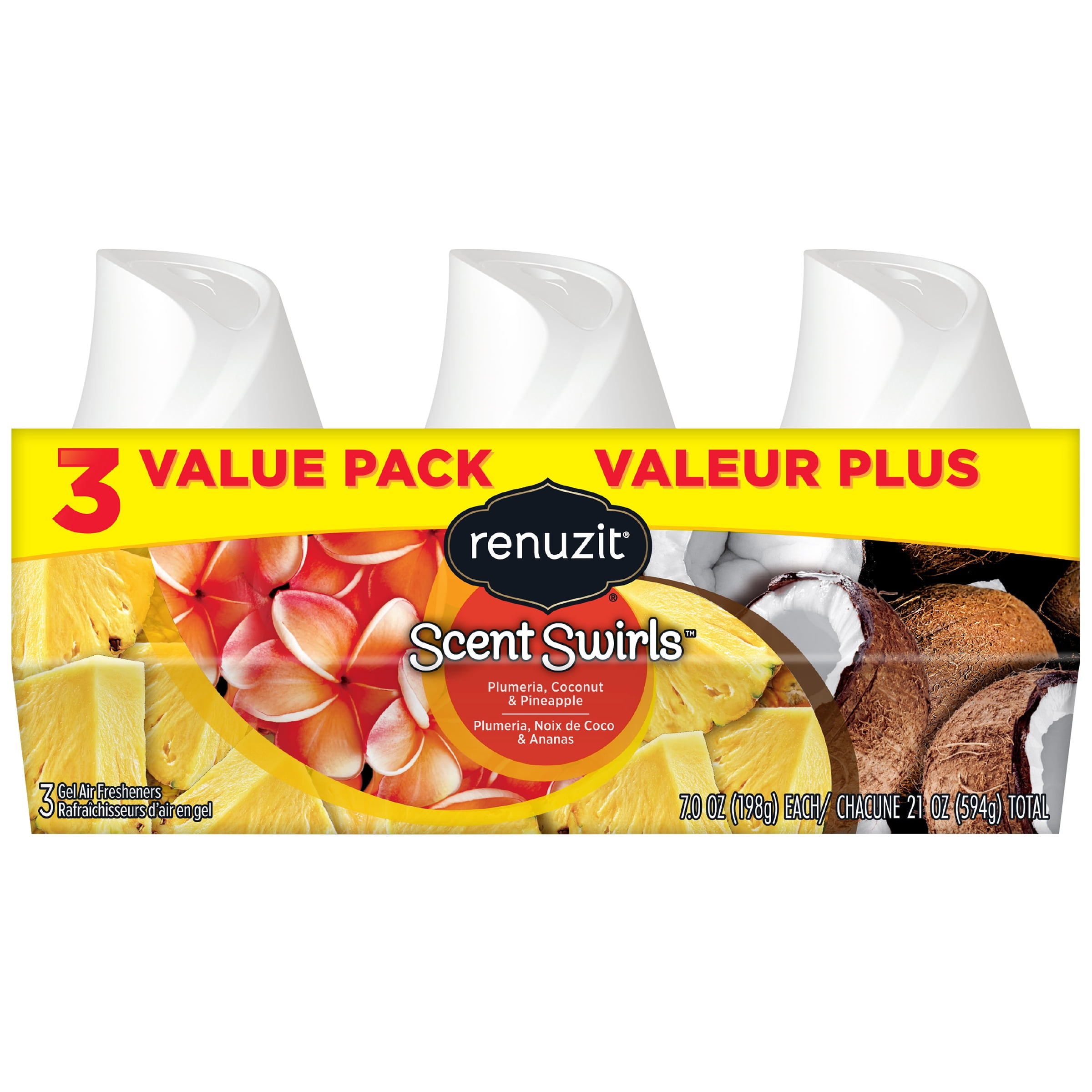 Renuzit Scent Swirls Gel Air Freshener, Plumeria, Coconut & Pineapple