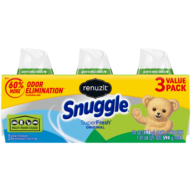 Renuzit Snuggle Adjustable Gel Air Freshener Cones, SuperFresh Original Scent, Odor Elimination