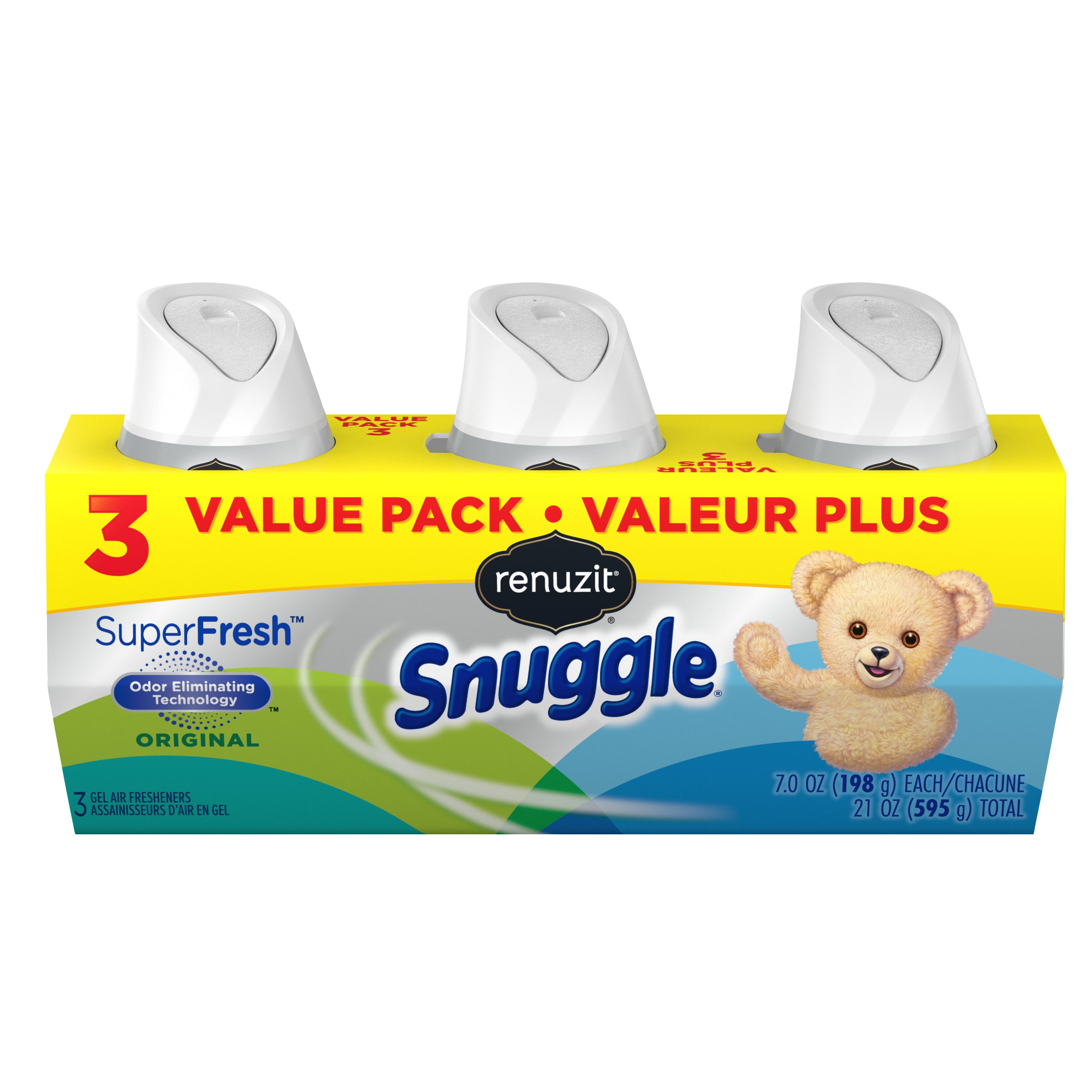 Renuzit Snuggle Gel Air Freshener, SuperFresh Original, 7 Ounce, 3 Count