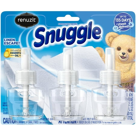 Renuzit Snuggle Scented Oil Plug In Refills Air Fresheners, Linen Escape, 3 Count