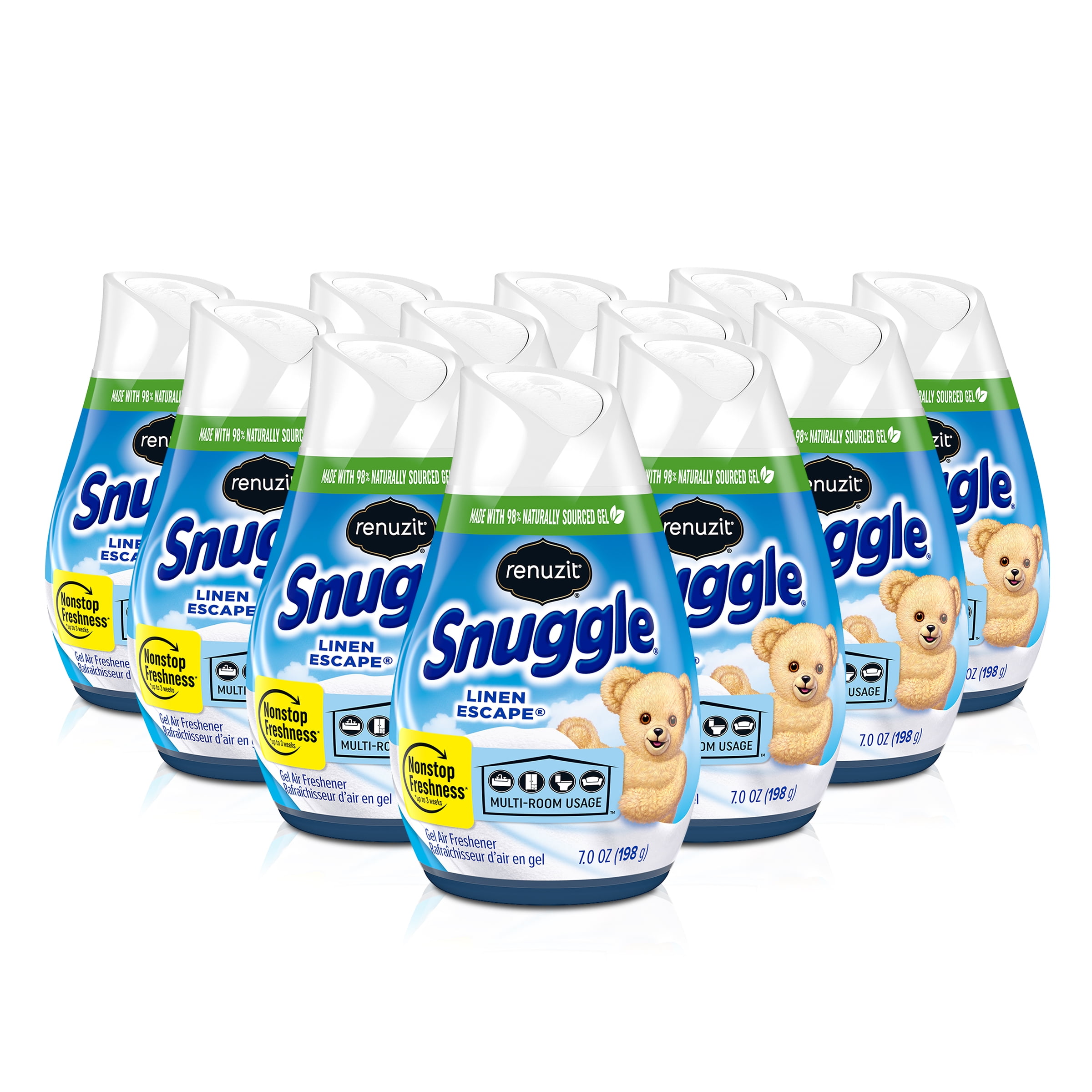 Renuzit Snuggle Solid Gel Air Freshener, Linen Escape Scent, 7 Ounce, 12 Count