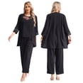 thumbnail image 1 of Renvena Loose Lace Wedding Chiffon, Pants Suits 3 Piece (Women's), 1 of 7