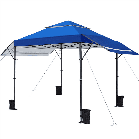 Renwick 10 × 17 ft Pop-up Canopy Tent w/ Side Awnings and One-handed Setup, Blue