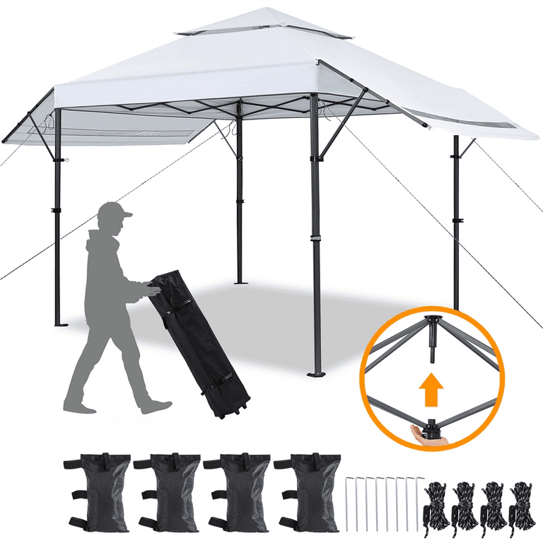 Renwick 10×17ft Pop-up Canopy Tent with Side Awnings, White