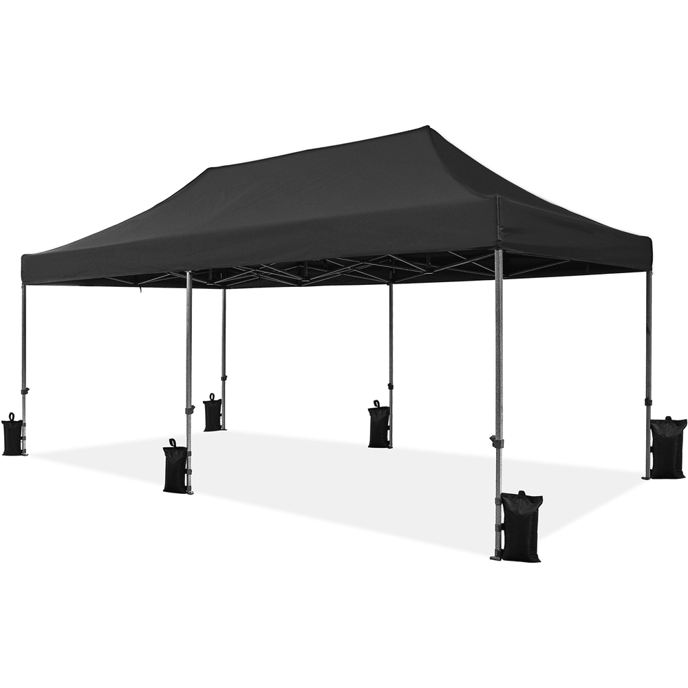 Renwick 10×20Ft Instant Pop Up Commercial Canopy with Wheeled Carry Bag, Black