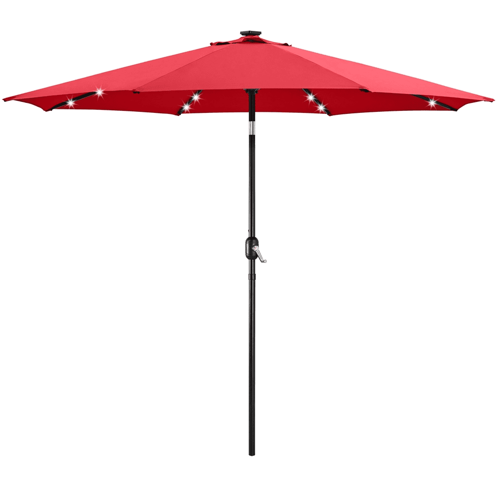 Renwick 10 Ft Outdoor Patio Umbrella with 32 LED Lights, Red