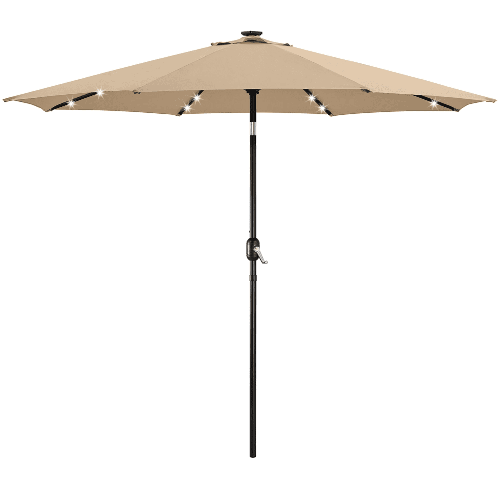 Renwick 10 Ft Outdoor Patio Umbrella with 32 LED Lights, Tan