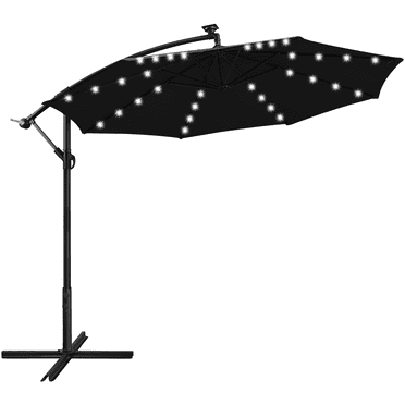 Renwick 10 Ft Patio Offset Umbrella with Crank & Cross Base, Red