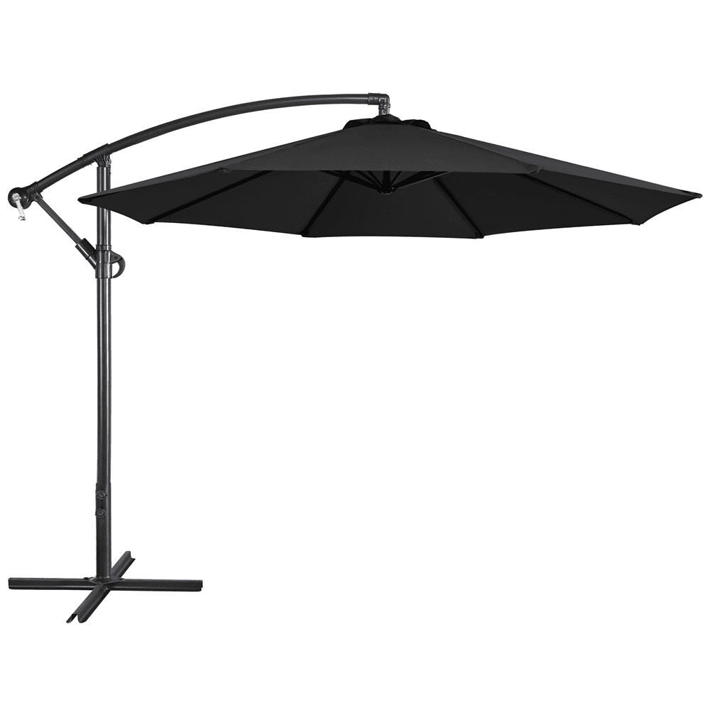 Renwick 10Ft Outdoor Patio Offset Umbrella with Crank & Cross Base, Black