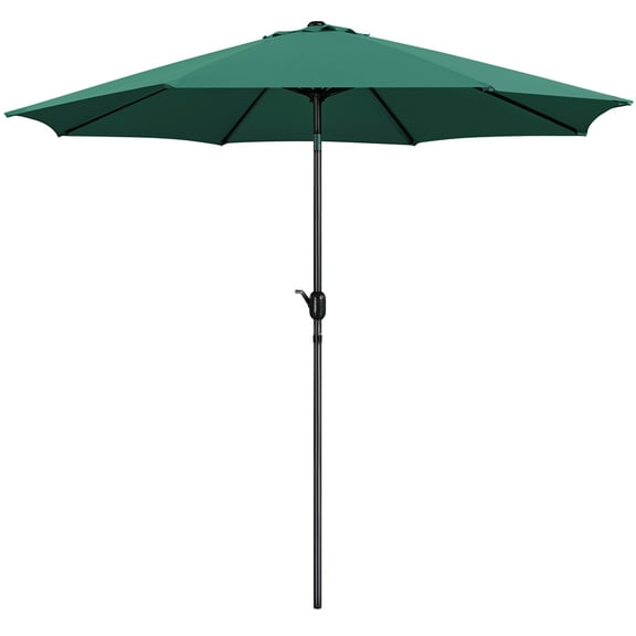Renwick 10Ft Patio Market Umbrella with Push Button Tilt and Crank, Dark Green