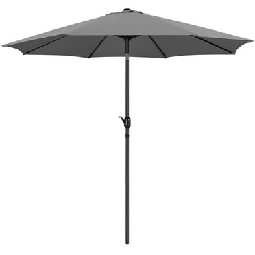 Renwick 10Ft Patio Market Umbrella with Push Button Tilt and Crank, Gray