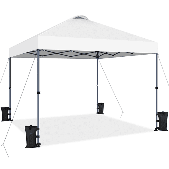 Renwick 10x10 Ft Instant Pop Up Canopy with One Push To Lock Setup Mechanism, White