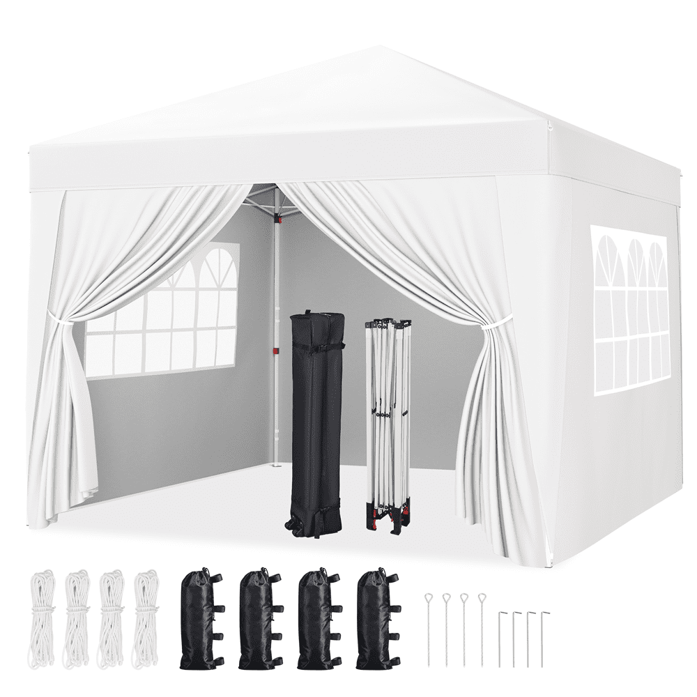 Renwick 10x10 ft Pop Up Canopy Tent with 4 Sidewalls, White
